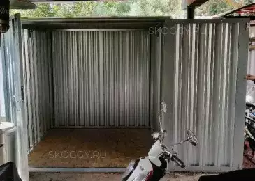 Контейнер для хранения мотороллера и садовых вещей в цинковом цвете в СТ Сказка, г. Чехов, МО
